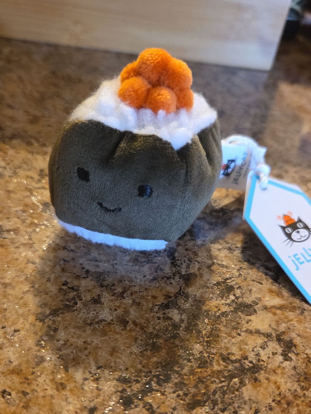 Jellycat Olive Sushi Plush Keyring - Olive, White & Orange